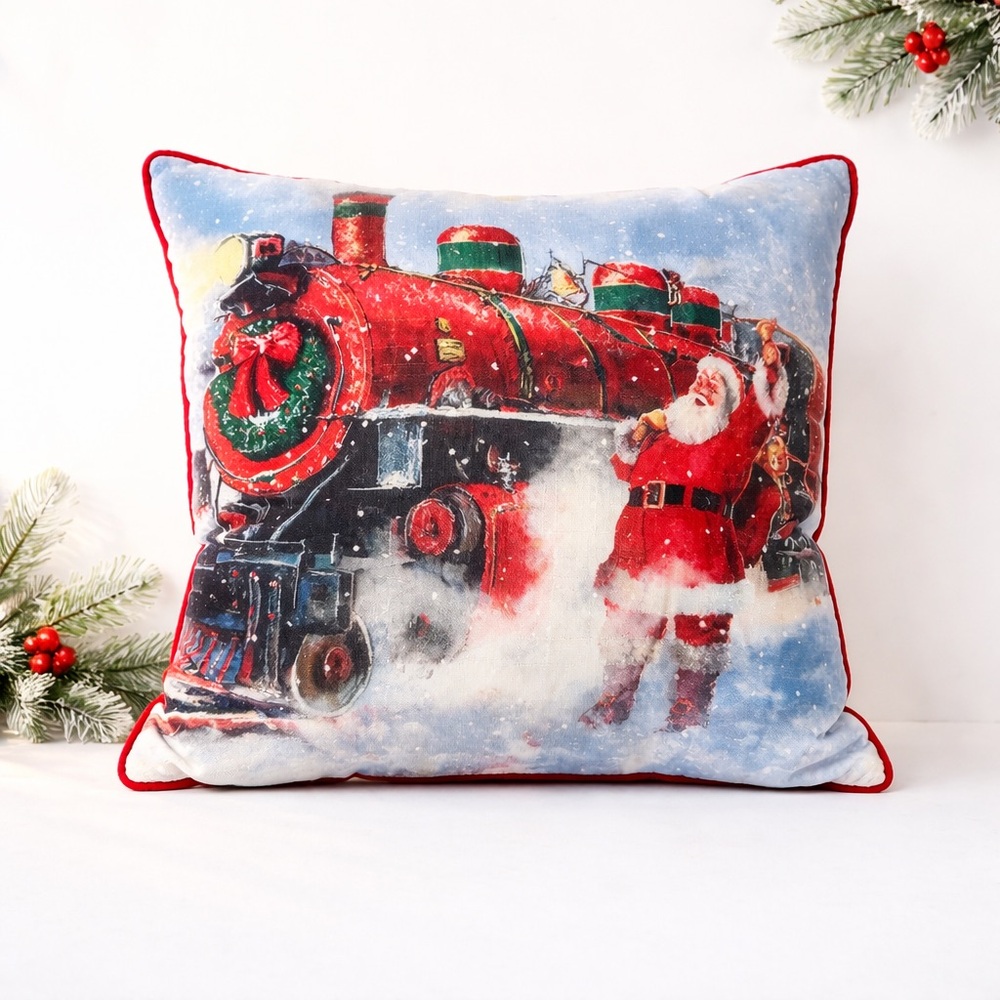 🎅🏼Vintage “More Christmas Wishes” Riley Blake Velvet/Canvas Santa Pillow